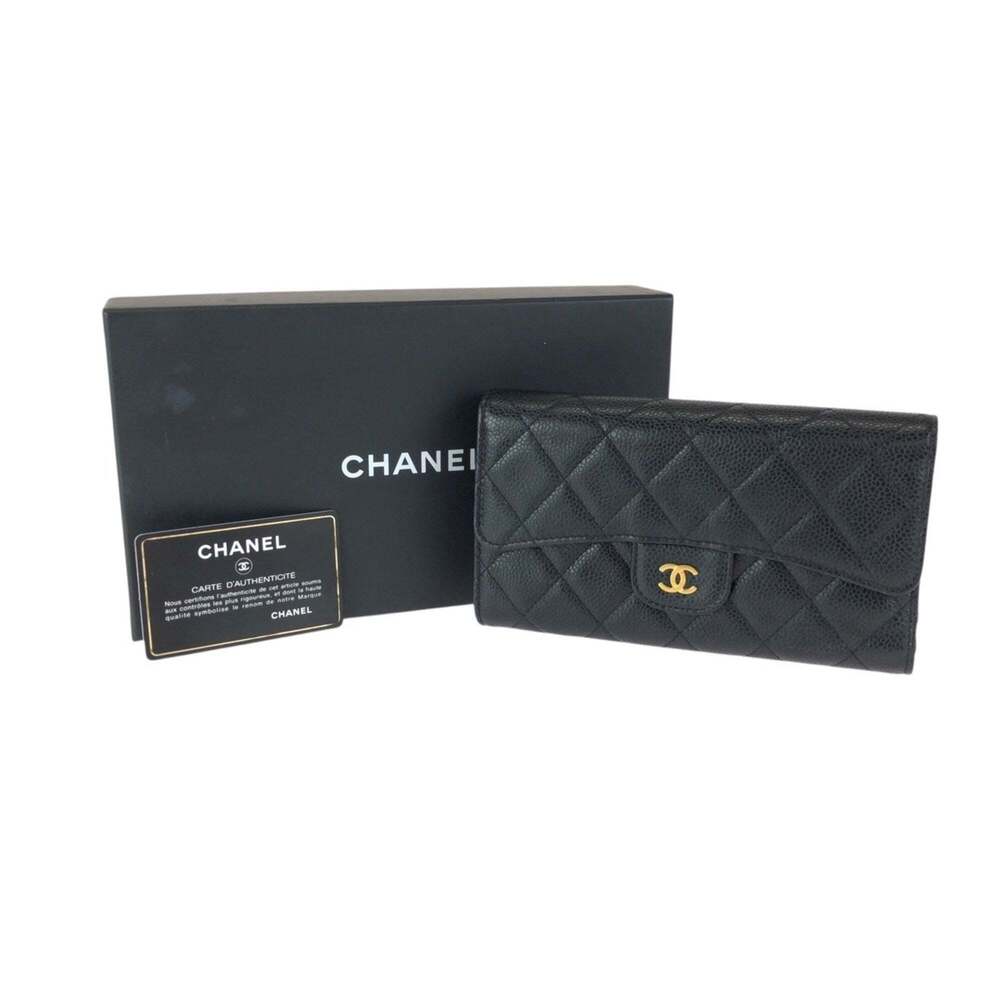 CHANEL Black Caviar Leather Logo Wallet - Picture 9 of 10